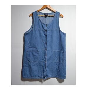 TY Original Wear Vintage Denim Jumper Midi Dress Size 1X Lagonlook Cottage